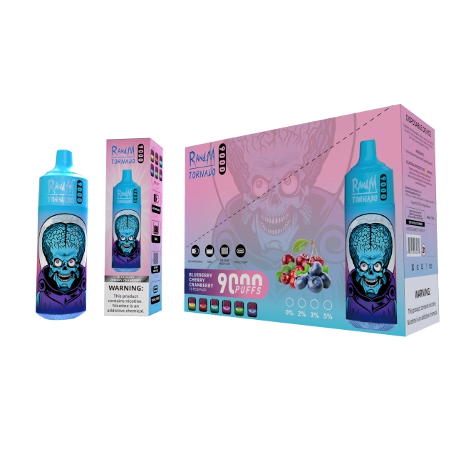Box of 10 RandM Tornado 9000 Puffs Disposable Vape 0mg TPD Compliant