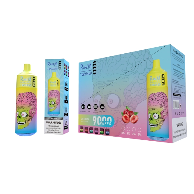 Box of 10 RandM Tornado 9000 Puffs Disposable Vape 0mg TPD Compliant