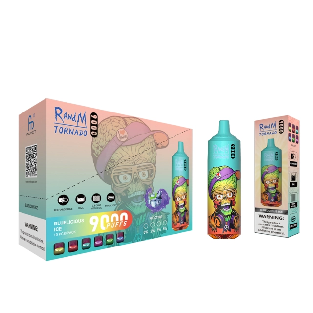 Box of 10 RandM Tornado 9000 Puffs Disposable Vape 0mg TPD Compliant