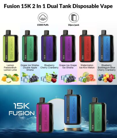 BOX OF 10 Fusion 15000 2 in 1 Dual Flavour Vape