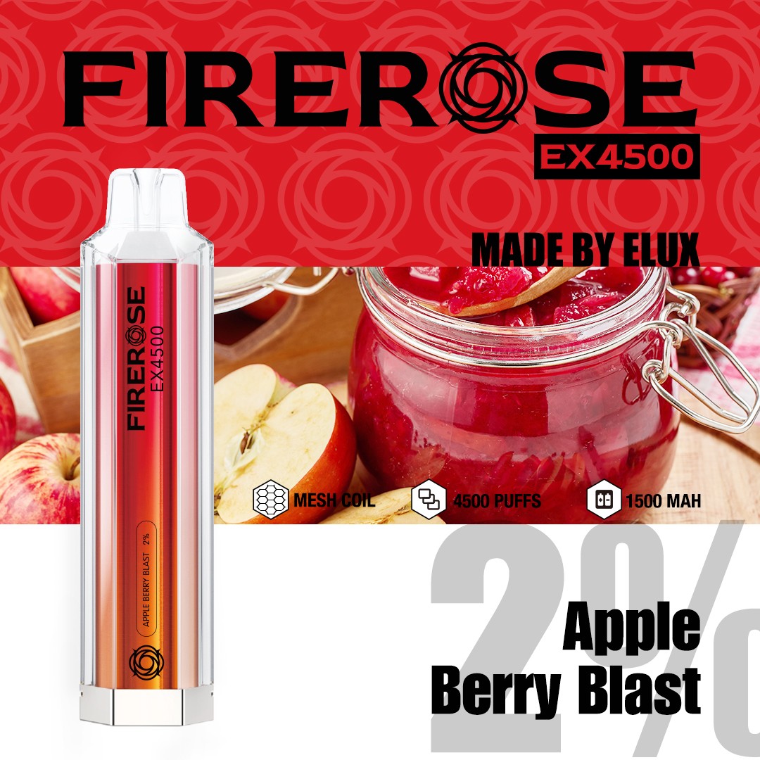 Box of Elux Fire Rose EX4500 Disposable Vape 4500 Puffs 2% Nicotine UK Best Seller