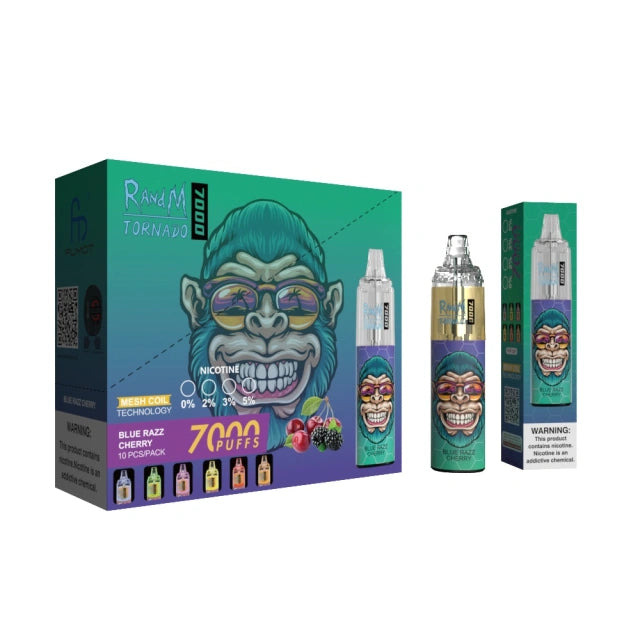 Box of 10 RandM Tornado 7000 Puffs 20mg Disposable Vape Bar