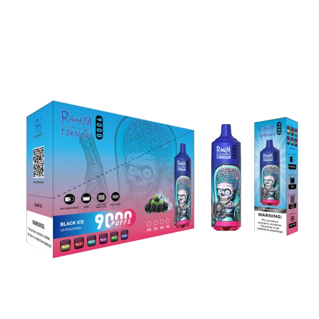 Box of 10 RandM Tornado 9000 Puffs Disposable Vape 0mg TPD Compliant
