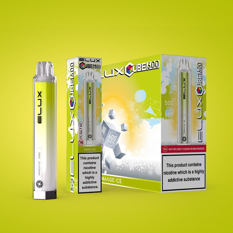 Box of 10 Elux Cube Crystal 600 Disposable Vape Bar 2ml 20mg 600 Puffs