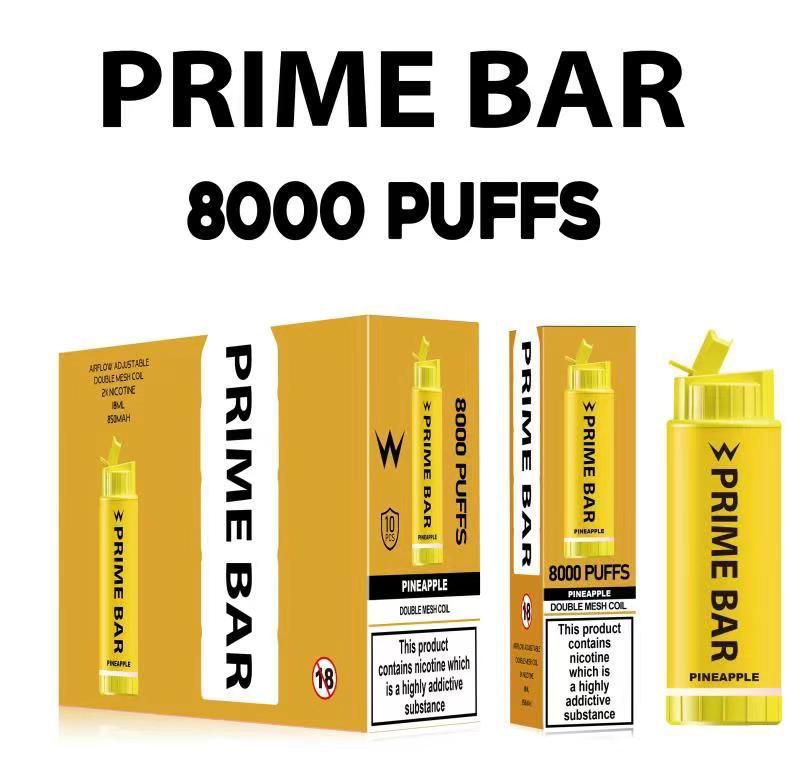 Box of 10 PRIME BARS 8000 PUFFS DISPOSABLE 0mg TPD Complaint UK BEST SELLING VAPES