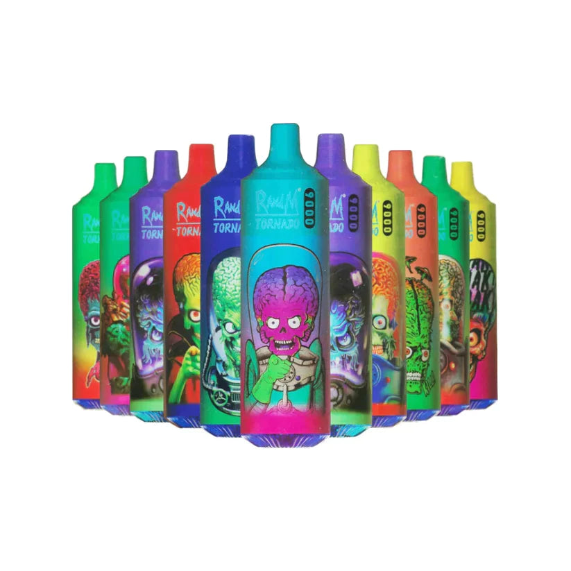 Box of 10 RandM Tornado 9000 Puffs Disposable Vape 0mg TPD Compliant