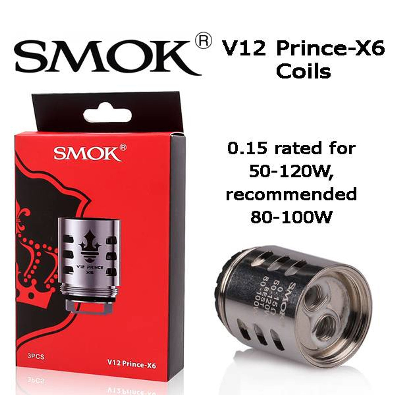 SMOK V12 Prince X6 0.15Ω (50-120W) Pack Of 3