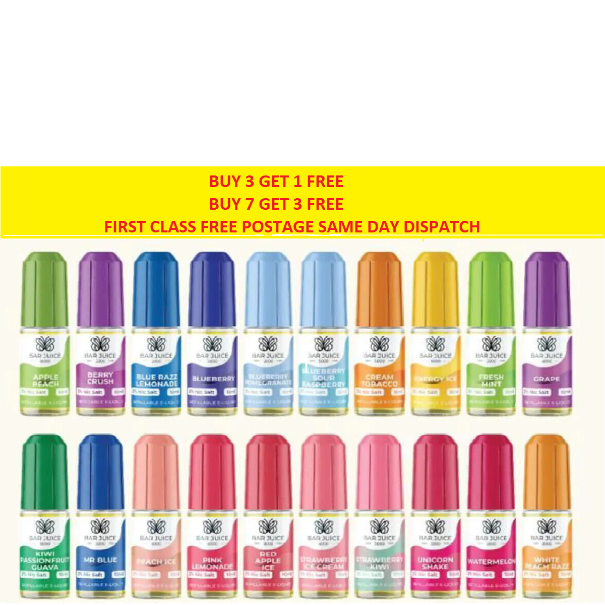 Bar Juice 5000 10ml Nic Salt 10mg NO nicotine UK Best Seller