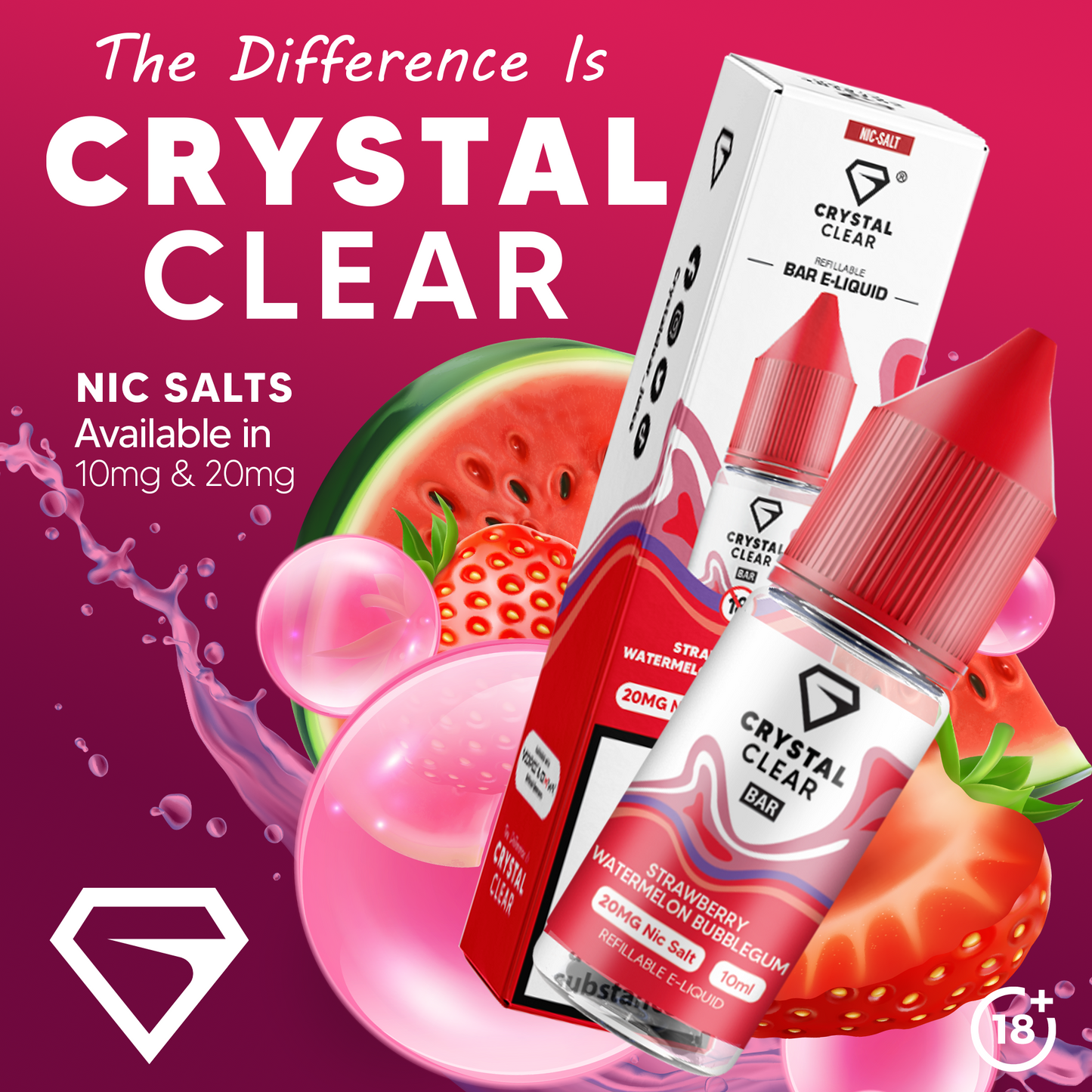 Crystal Clear Nic Salts 10ml 10mg 20mg All Flavours