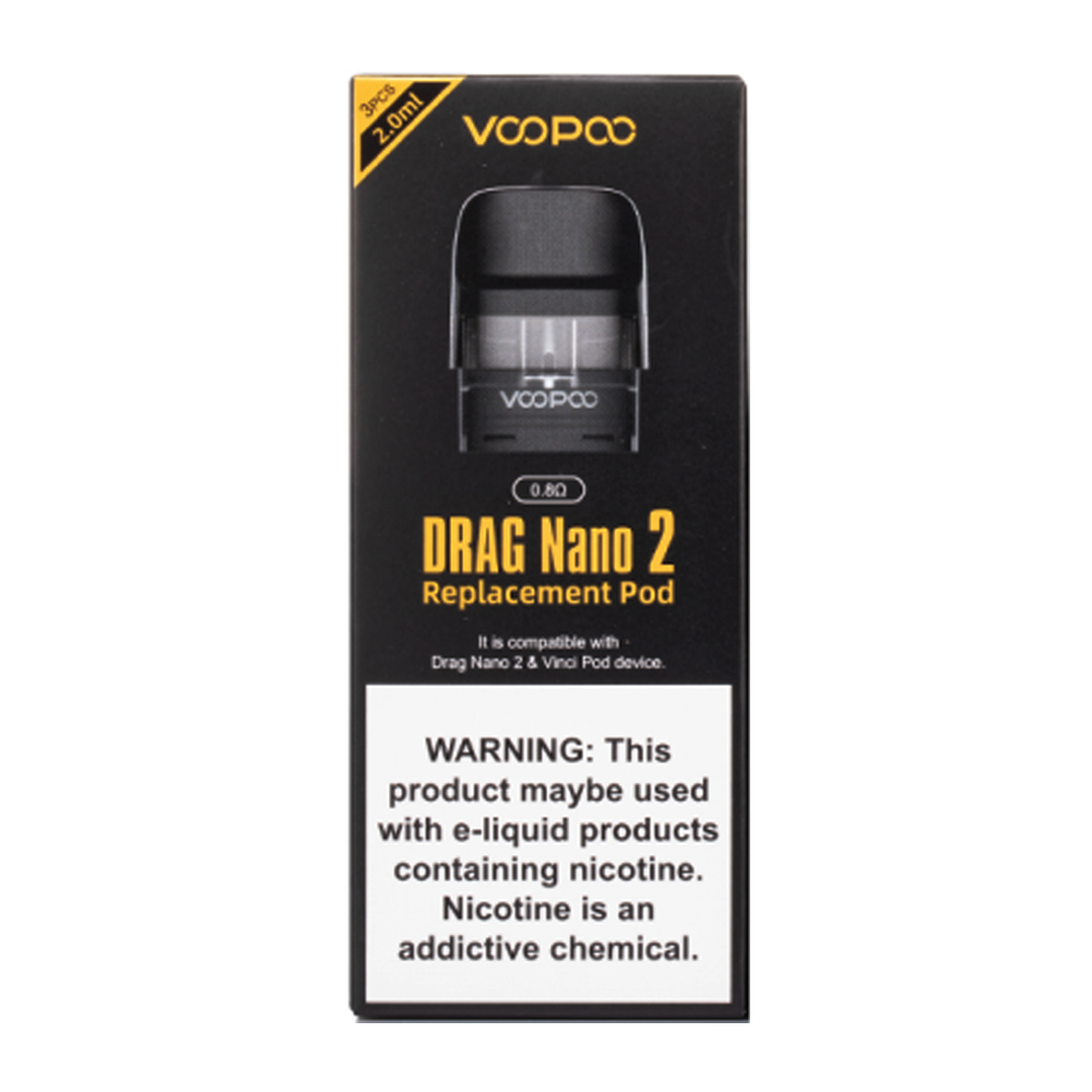 VooPoo Drag Nano 2 Replacement Pods 0.8 ohm 1.2 ohm 2ml Pack of 3