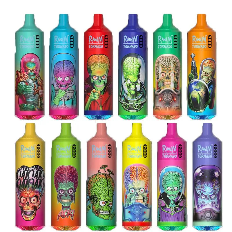 Box of 10 RandM Tornado 9000 Puffs Disposable Vape 0mg TPD Compliant