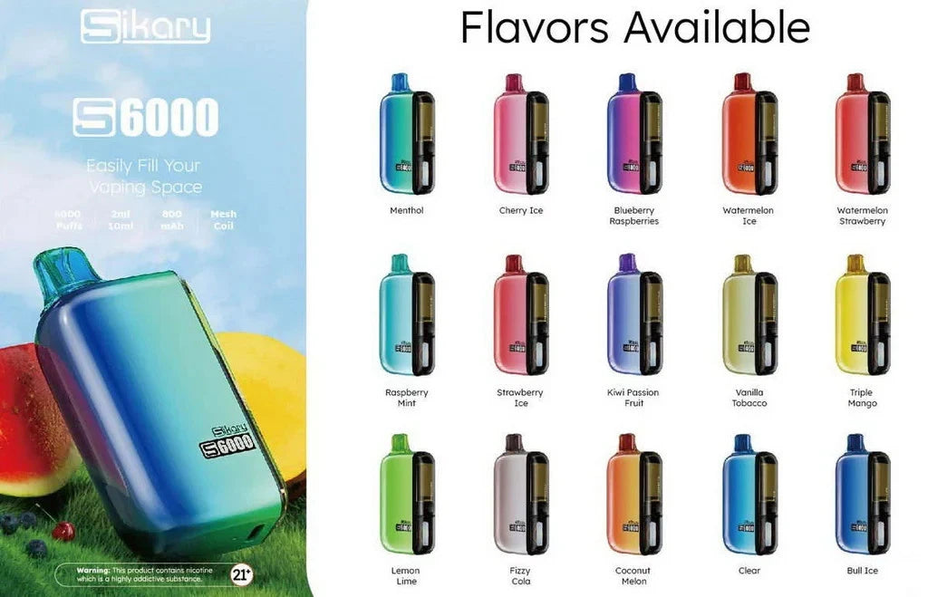 Box of 5 Sikary Tako SP6000 Rechargeable Vape Kit | 20mg | 800mAH | Best Seller