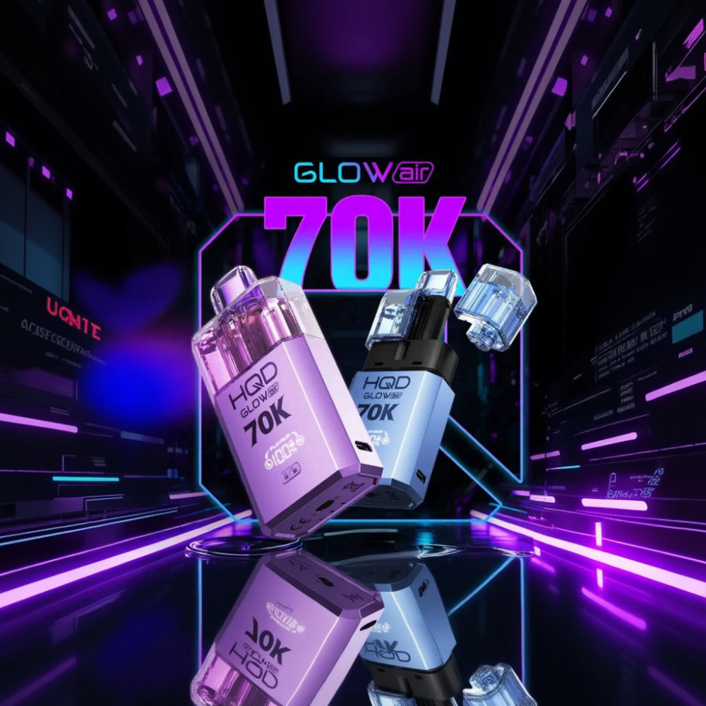 Glowar vape device with '70K' branding on a dark background